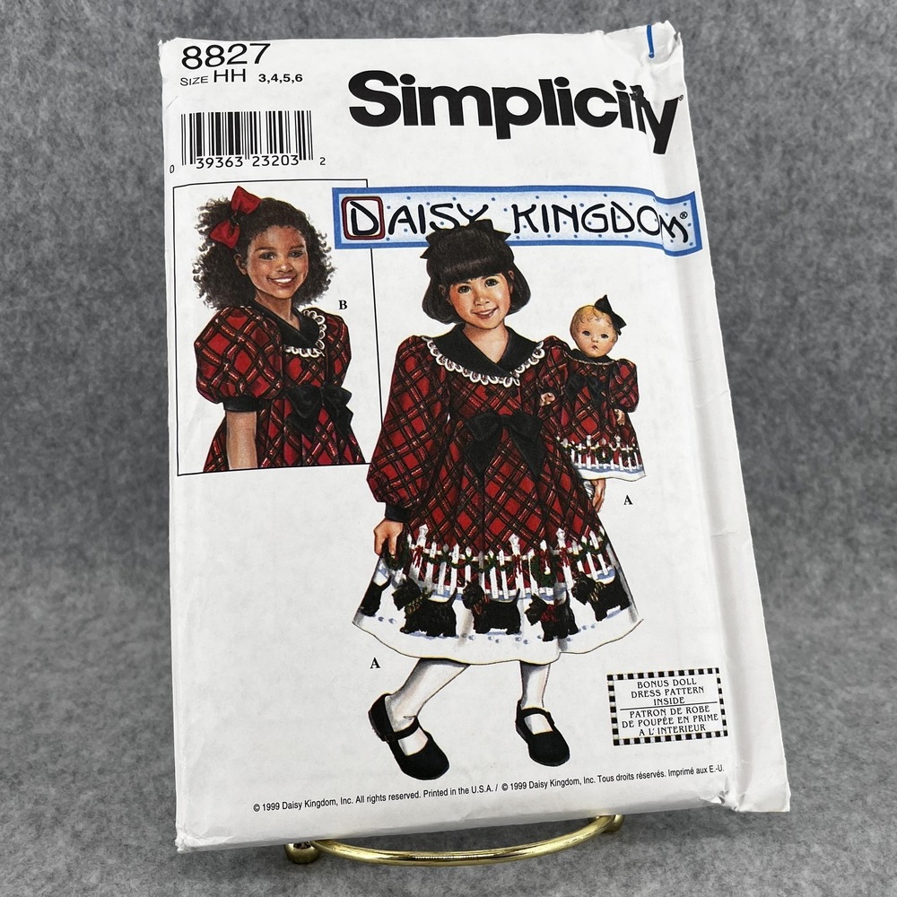 Uncut Daisy Kingdom Child Dress Pattern Simplicity 8827 Size HH 3-6 Girl Vintage